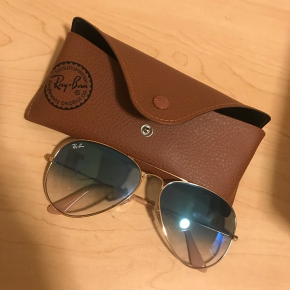 ray ban aviator blue gradient black frame